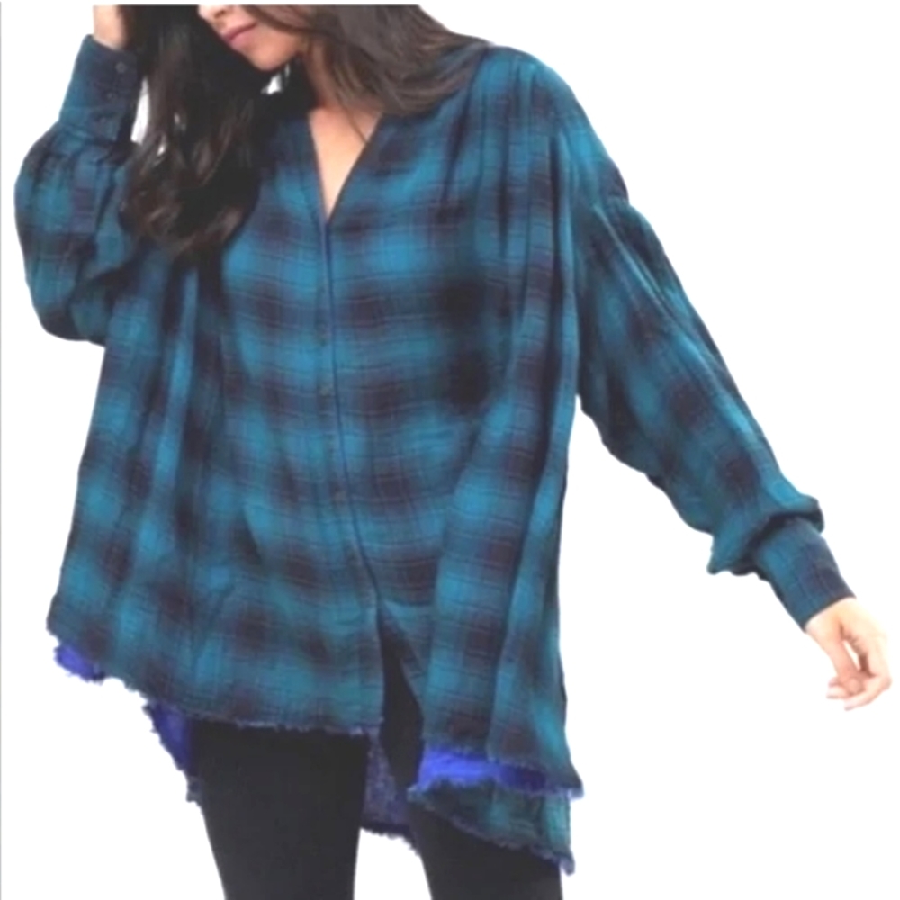 Free people oversized green flannel size XSmall